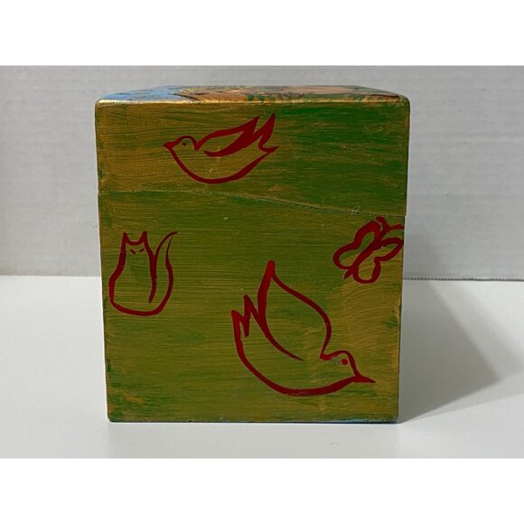 Hand-Painted Kitty Cat Wooden Storage Treasure Box Folk Art - Picture 6 of 8